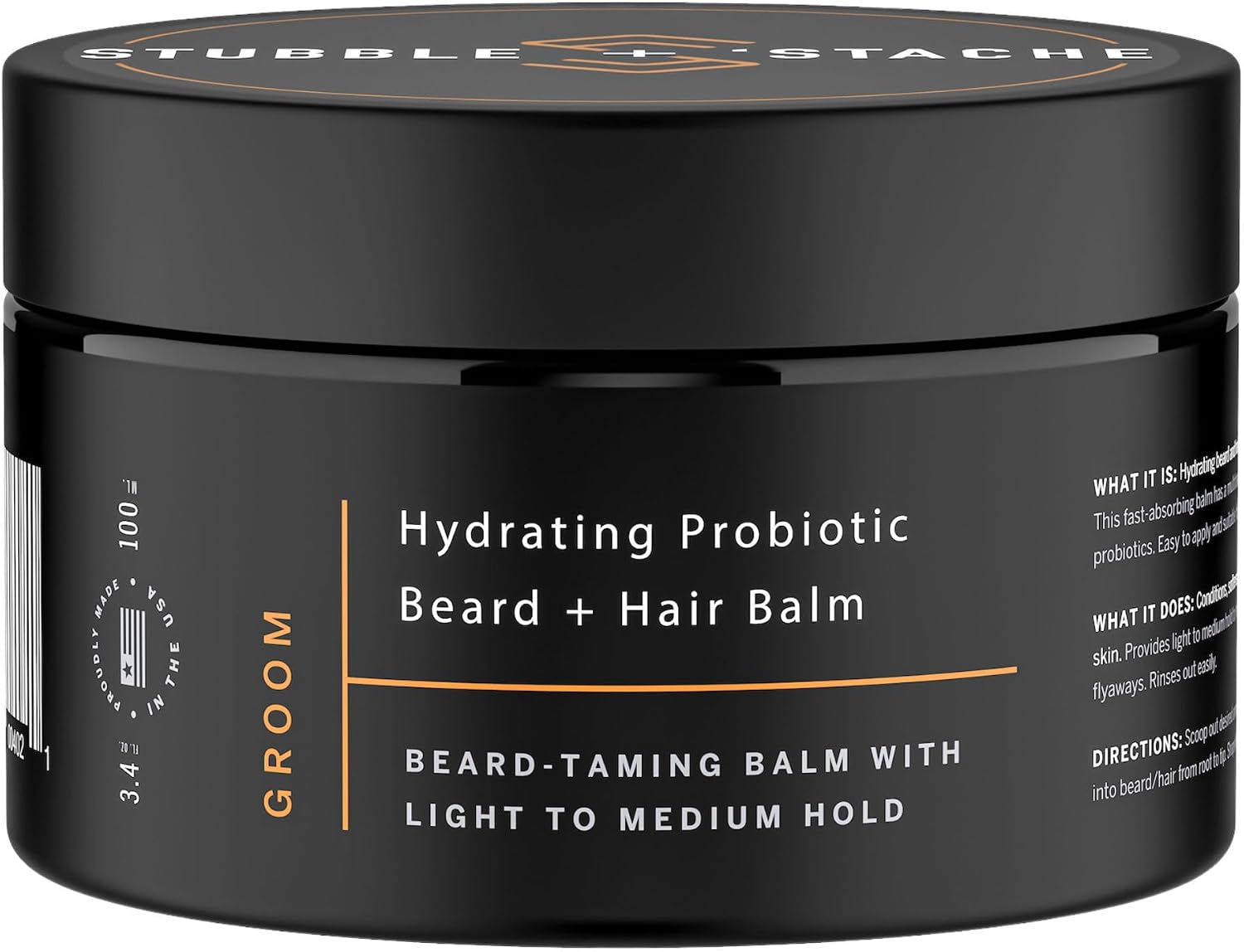 stubble & stache Groom – Beard Balm for Men | Light to Medium Hold with Aloe, Broccoli Seed, and Shea Butter | Fragrance-Free Styling + Conditioning for Facial Hair