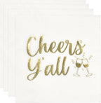 Gift Boutique - 100 Count Cheers Y'all Cocktail Beverage Napkins Holiday Disposable Paper Napkin New Year's Eve Dessert Napkins for Home, Dinner, Bridal Shower, Tableware Party Supplies Decor
