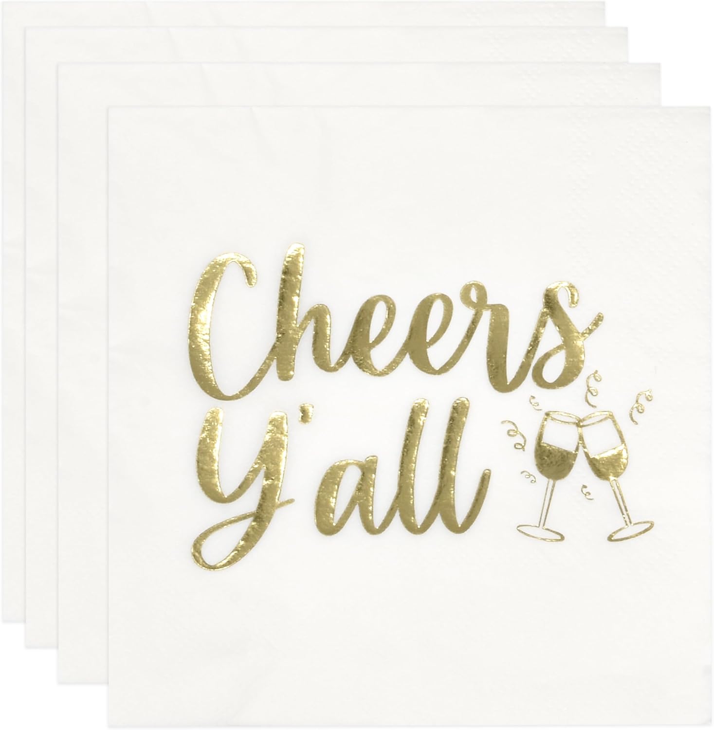 Gift Boutique - 100 Count Cheers Y'all Cocktail Beverage Napkins Holiday Disposable Paper Napkin New Year's Eve Dessert Napkins for Home, Dinner, Bridal Shower, Tableware Party Supplies Decor