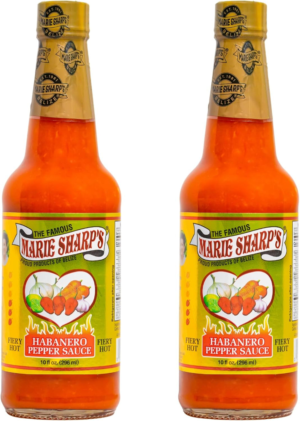 Marie Sharp’s Fiery Hot Habanero Pepper Sauce, 10 oz – Extra Hot Belizean Hot Sauce with Intense Heat & Flavor – All-Natural, Gluten-Free (Pack of 2)