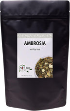 Ambrosia White Tea, Pai Mu Tan Loose Leaf - Low Caffeine, Antioxidant Rich, Hot & Iced | bulk 8oz, 80-100 cups | The Spice Hut, First Sip of Tea