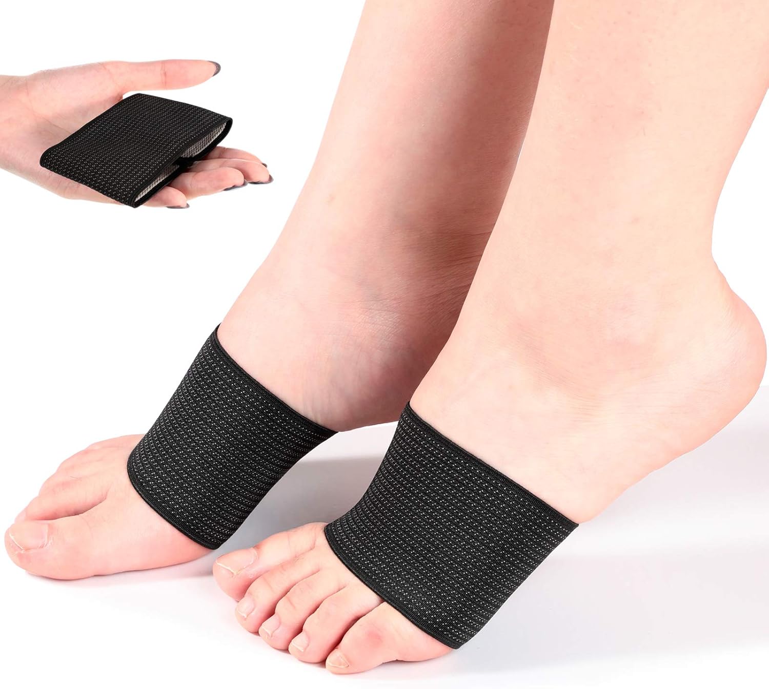 Geyoga 2 Pairs Compression Foot Arch Support for Women and Men Plantar Fasciitis Arch Support Sleeves Braces Sports Bandage Orthotics Unisex Foot Wrap for Flat Feet Heel Spurs Feet Care Pain Relief