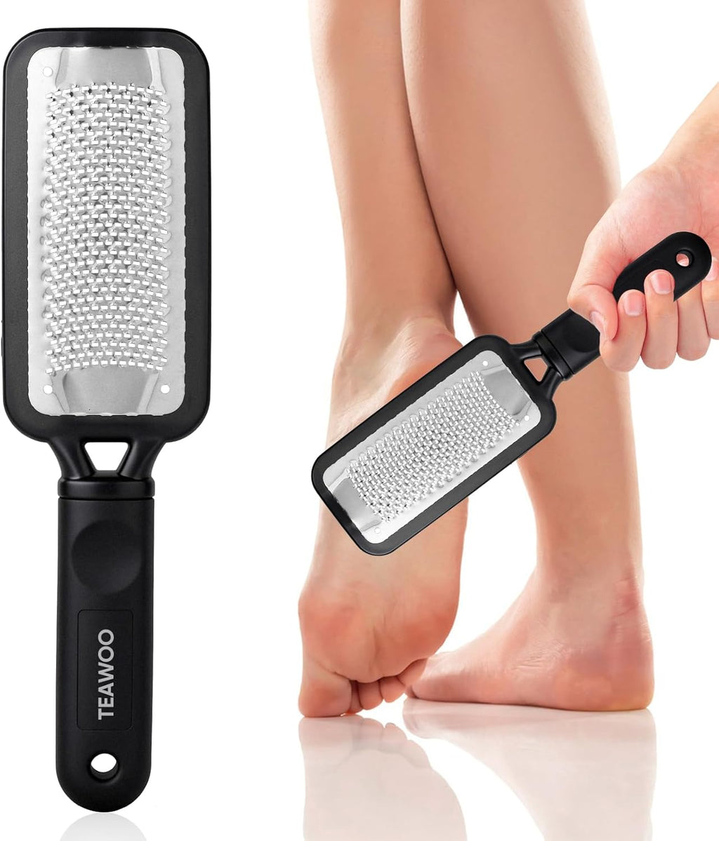 TEAWOO Foot File Callus Remover, Large Stainless Steel Foot Rasp, Heavy Duty Foot Scraper for Dead Skin and Hard Heels, Waterproof Pedicure Tools for at Home Foot Care