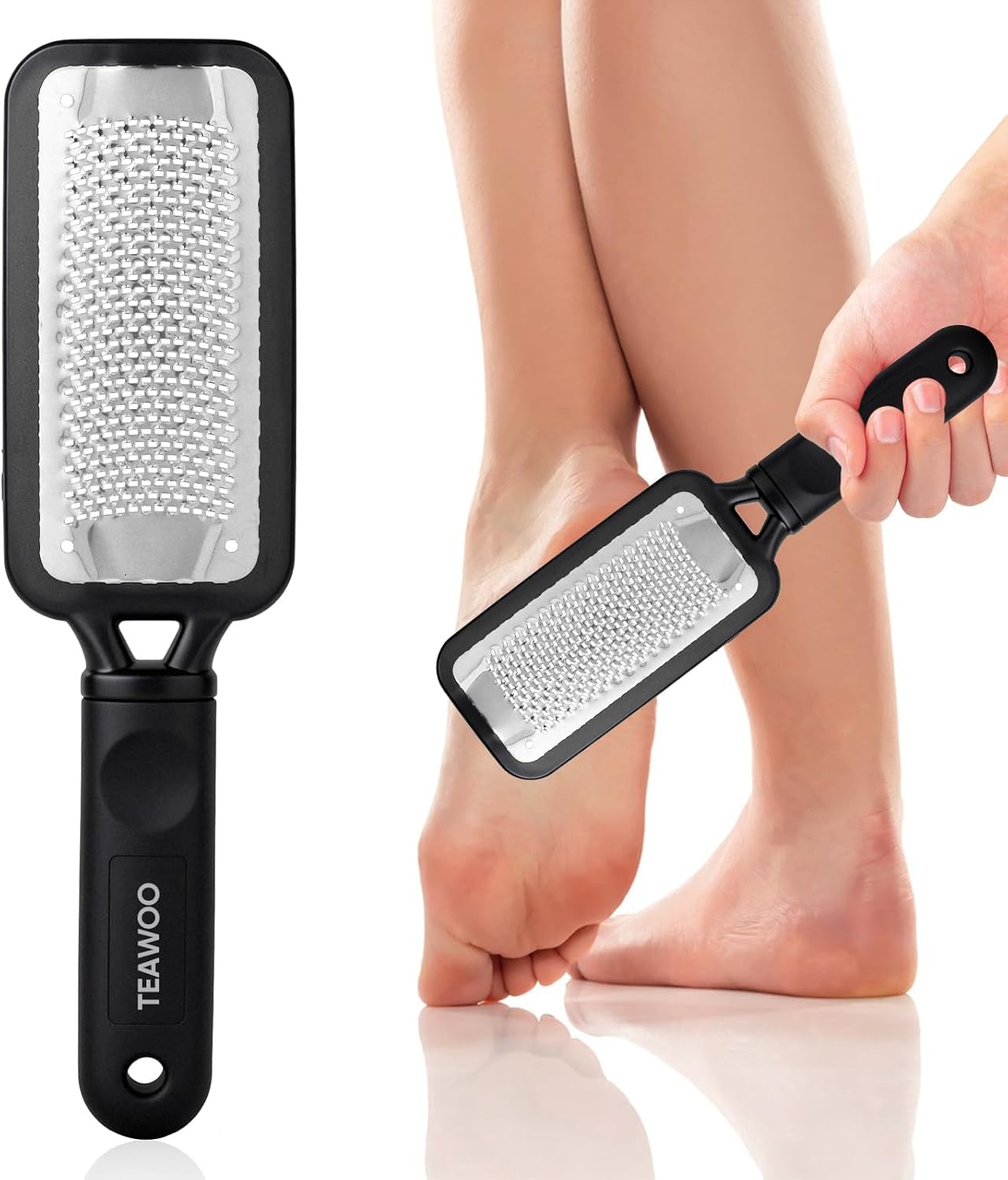 TEAWOO Foot File Callus Remover, Large Stainless Steel Foot Rasp, Heavy Duty Foot Scraper for Dead Skin and Hard Heels, Waterproof Pedicure Tools for at Home Foot Care