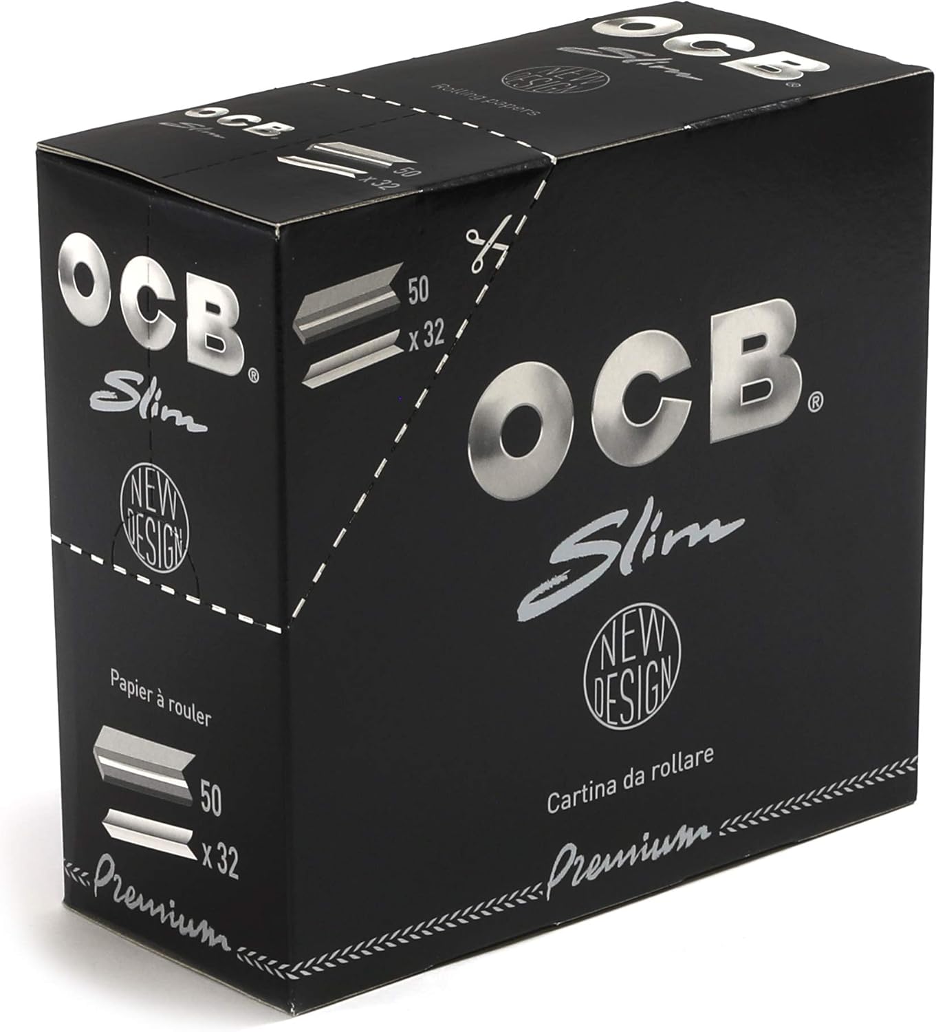 Ocb Premium King Size Slim Rolling Paper Full Box of 50 Packs