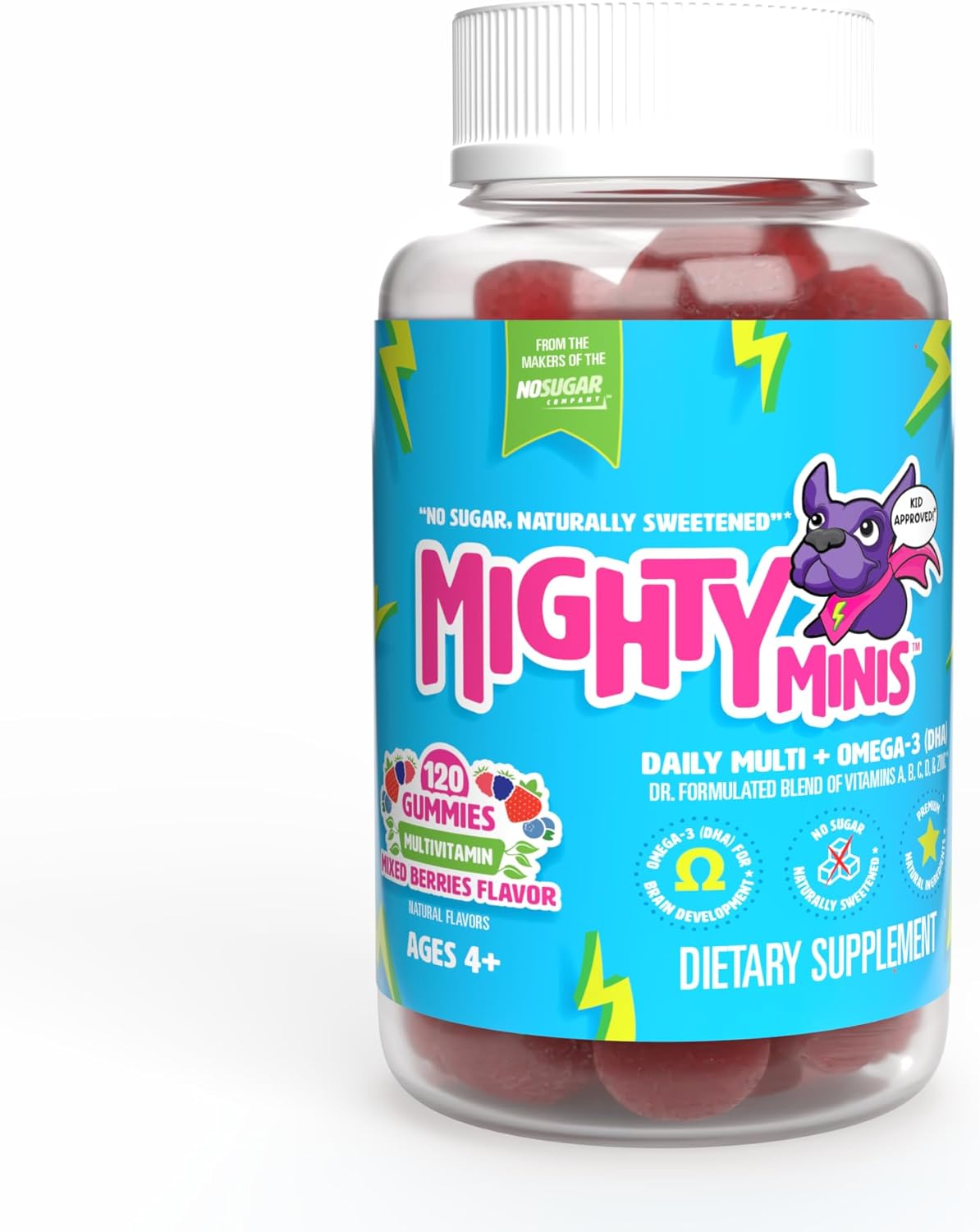 Slow-Crafted Sugar-Free Kids Multivitamin Gummies with Allulose | Kid-Approved Mixed Berries | for Immunity, Growth, Focus & Mood | Healthy, Clean, No Artificial Color or Flavor, 120 Ct