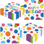 40 Pcs Happy Birthday Napkins, 6.5X6.5 Inch Colourful Dots Paper Napkin, Disposable Square Lunch Dinner Cocktail Napkins for Adults & Kids Happy Birthday Day Party Supplies Table Decorations