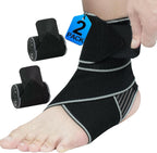 2 Pack Ankle Brace for Men & Women- Adjustable Support Foot Wrap with Anti-Slip Design, Ankle Compression Sleeve for Achilles Tendonitis, Plantar Fasciitis, Sprains & Sports Injuries(Black)