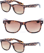 Mass Vision 3 Pair of Unisex Reading Sunglasses - Full Frame Sun Readers (non bifocal) with Spring Hinges & UV400 Protection