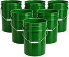 ePackageSupply 5 Gallon Bucket - Food Grade Bucket, Metal Handle Grip, BPA-Free, Heavy-Duty 90 Mil HDPE Plastic Pail, Stackable Utility Container, Made in USA, Lid Not Included, Green, 6 Packs