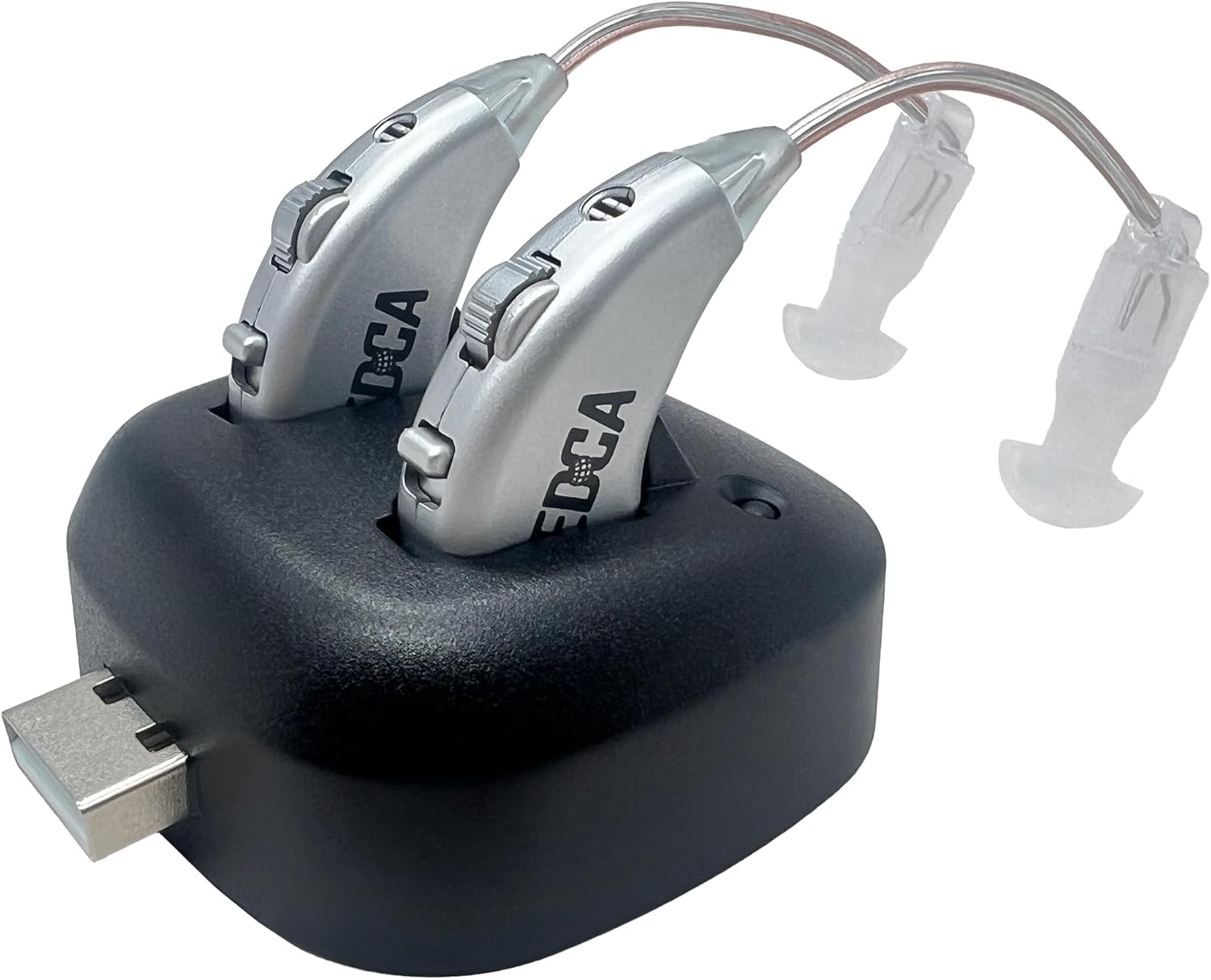 Digital Hearing Amplifiers - Rechargeable BTE Personal Sound Amplifier Pair with USB Dock - Premium Behind The Ear Sound Amplification - by MEDca