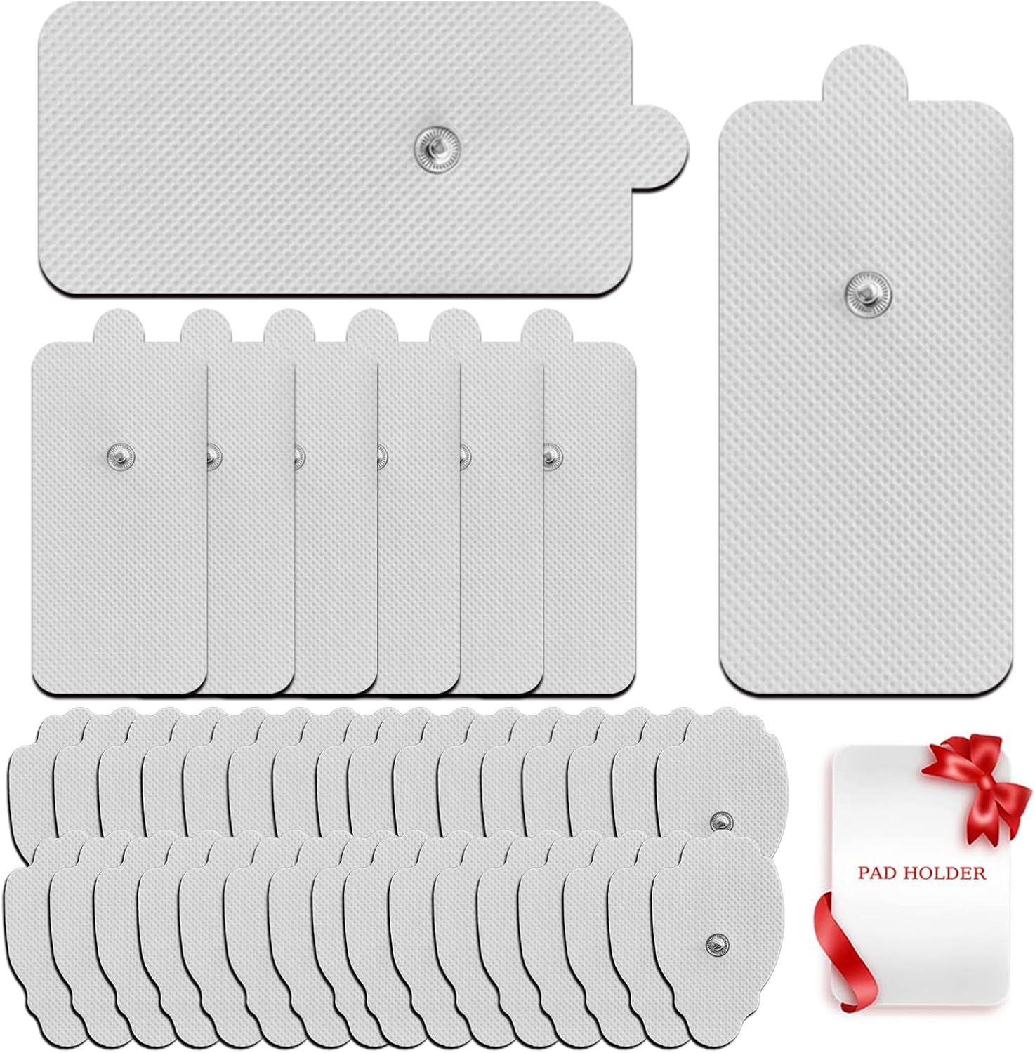 TENS Unit Replacement Pads 4X8", 40 Pcs Premium Quality Snap Replacement Electrodes for TENS and EMS Muscle Stimulator, Using 3.5mm Snap Connector