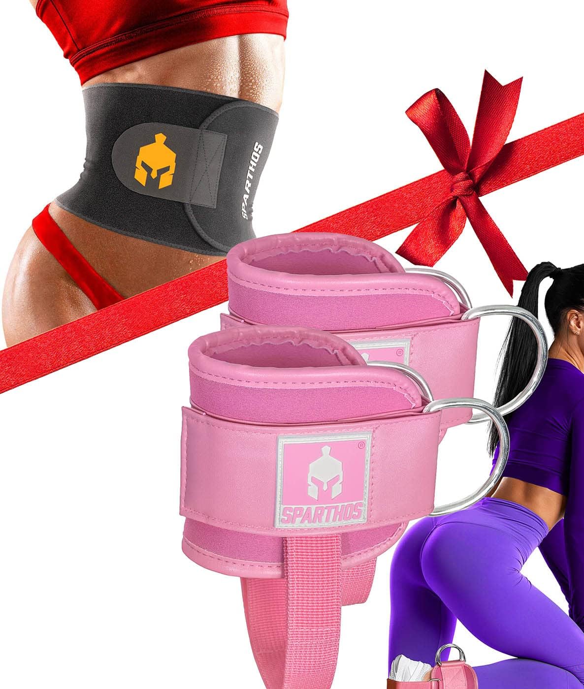 Sparthos Kickback Ankle Straps [Flamingo Pink] x Sparthos Waist Trimmer Belt [Size Large]
