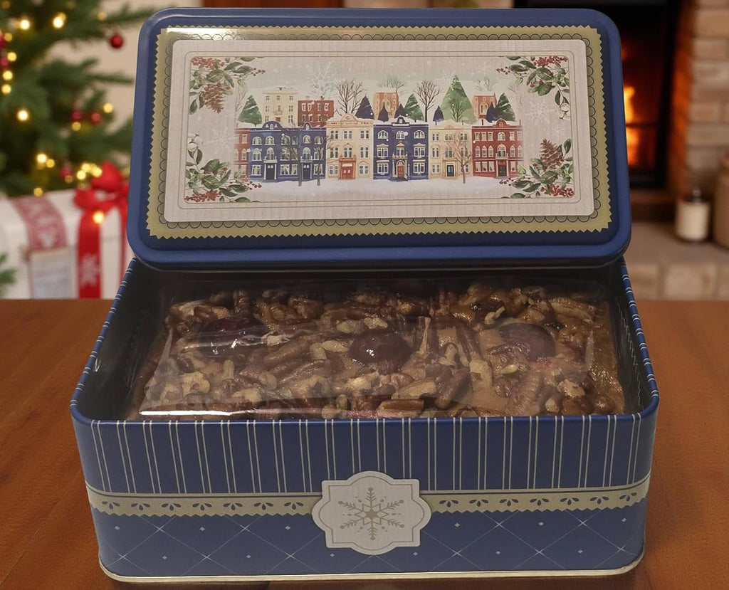 Jane Parker Fruitcake Bourbon & Rum Fruit Cake 1 pound (16 Ounce) Loaf in a Collectible Holiday Tin-Holiday-Christmas Cake-The Best Fruitcake You Can Buy