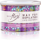 Italwax Flex Wine - 397g / 14oz - Soft wax for hair removal - Unscented - Liposoluble syntetic formulation - Ideal for waxing all body area