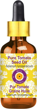 Deve Herbes Tomato Seed Oil (Solanum lycopersicum) with Glass Dropper | Cold Pressed | Pure | Natural | For Diluting Essential oils | For Skin & Massage | Non-Sticky| Lightweight| Unisex | 30ml (1 oz)