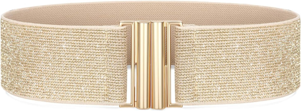 Womens Wide Elastic Waist Cinch Belt - Stretchy Vintage Trimmer Belt for Dresses