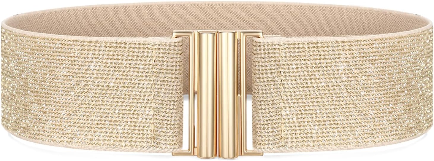 Womens Wide Elastic Waist Cinch Belt - Stretchy Vintage Trimmer Belt for Dresses