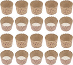 NUOBESTY 100 Pcs Small Kraft Paper Cupcake Holders Muffin Baking Cups Greaseproof Paper Wrappers for Oven Use Birthday Wedding Party Bakeware Supplies
