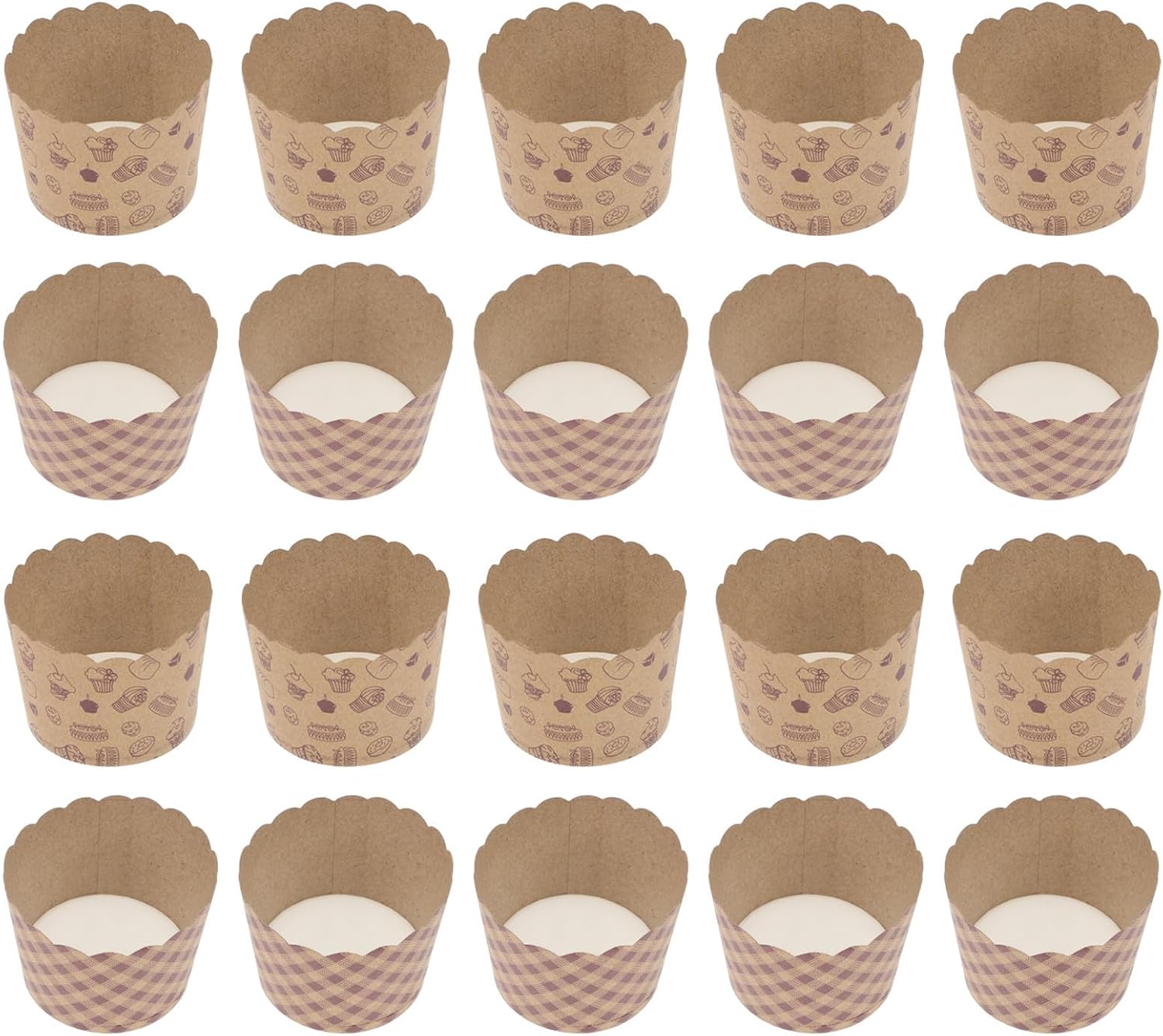 NUOBESTY 100 Pcs Small Kraft Paper Cupcake Holders Muffin Baking Cups Greaseproof Paper Wrappers for Oven Use Birthday Wedding Party Bakeware Supplies