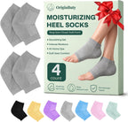 4 Socks Moisturizing Socks for Women, Silicone Socks & Gel Socks, Heel Socks for Dry Cracked Feet, Heel Protectors for Cracked Heel Treatment, Foot Care Socks, Toeless Socks for Women and Men, Gray