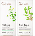 Melissa Essential Oil for Diffuser & Tea Tree Oil for Skin Set - Aromatherapy Grade Essential Oils Set - 2x0.34 fl oz - Gya Labs
