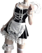mzenuop Maid Dress Cosplay Sweet Classic Apron Costume with Socks