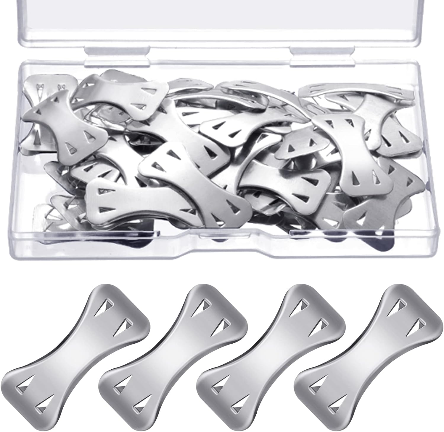 Tondiamo 50 Pieces Elastic Bandage Clips Only Bandages Wrap Clips Metal Aluminum Swathe Fasteners Pins with Plastic Storage Box Replaceable Wrap Fastener Pins for Various Types Elastic Swathe