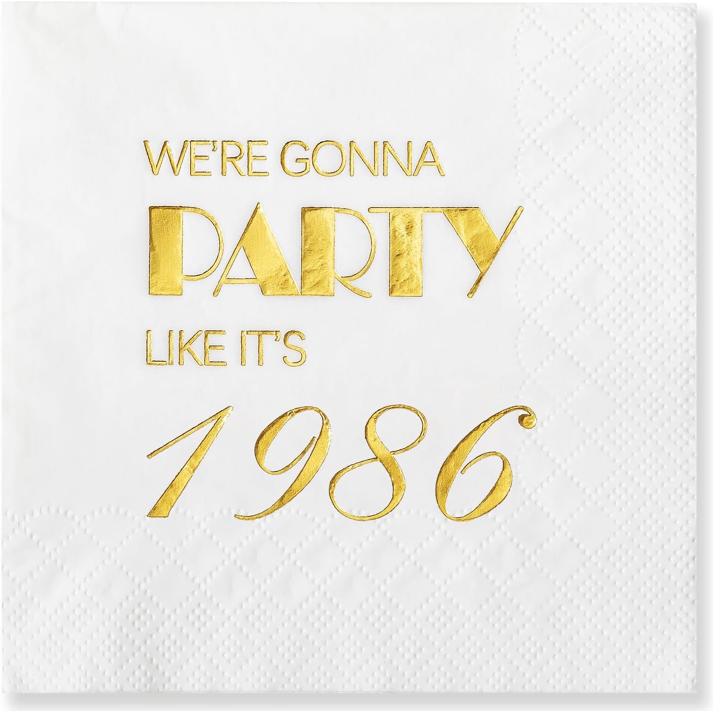 Crisky 50 Pack 40th Birthday Napkins 3-Ply, 1986 Mens Gold Foil Disposable Napkins for Cake Dessert Beverage Table 40 years Old Bday Party Supplies, 40th Birthday Decorations for Men Women