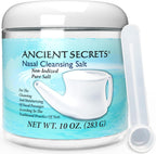 Ancient Secrets Nasal Cleansing Salt, Non-Iodized – USP-Grade Sodium Chloride for Any Neti Pot, Sinus Irrigation System, 10 Oz + Single-Use Travel Pack