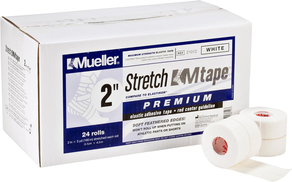 Mueller Stretch M-Tape Premium, 2'' x 5yd, Pack of 24, White