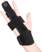 Trigger Finger Splint, Adjustable Two Finger Splint with Upgraded Wrist Strap, Full Hand and Wrist Brace Support, Metal Straightening Immobilizer for Sprains, Mallet Injury, Arthritis (S/M)