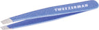 Tweezerman Mini Slant Tweezer - Tweezers for Eyebrows, Travel Tweezers for Eyebrows, Facial Hair (Granite Sky)