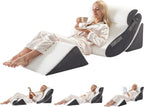 4PCS Orthopedic Bed Wedge Pillow Set for Sleeping, Post Surgery Foam Support Pillows for Back, Neck and Leg Pain Relief, Adjustable Triangle Pillow – Acid Reflux, GERD & Snoring Recovery, White Grey