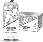 Phorm Energy Drink, Silver Lightning Flavor, 200 MG Natural Caffeine From Green Tea, Sugar Free Carbonated Drink With Electrolytes & Vitamin B12, Dairy & Gluten Free, Vegan, 16 FL Oz Cans, 12 Pack