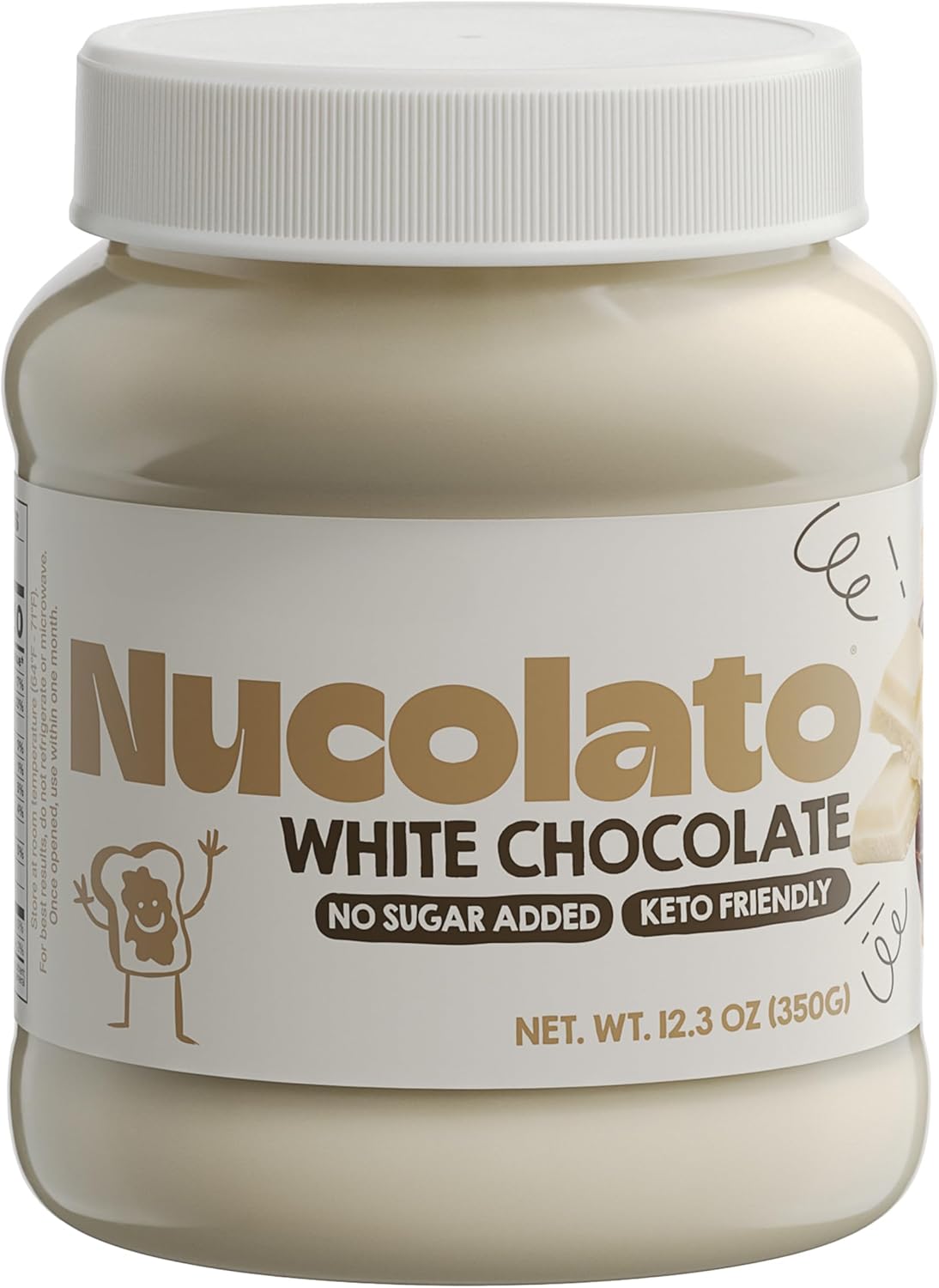 NUCOLATO | White Chocolate Spread | 12.3 oz - 350 g | Keto Friendly - No Sugar Added | Best Low Carb Dessert - Food Snacks | Perfect Topping for Cake, Bananas, Cookies, Pancakes - No Butter