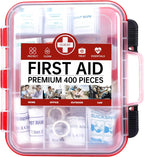 400 Pieces All-Purpose First Aid Kit - Organized Dual-Layer Wall - Professional Medical Kit for Home, Car, Camping, Travel, Office, Outdoor, Business & Sports