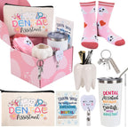 Dental Assistant Gifts for Women Unique Dental Gifts Funny Dentist Gift Including Tumbler Mug Socks Badge Reel Holder Makeup Bag Keychain for Birthday Christmas