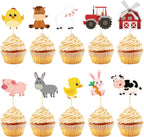 Hooqict 40Pcs Farm Cupcake Toppers Farm Animal Birthday Cake Topper Decorations Cupcake Picks for Kids Boys Girls Baby Shower Birthday Party Decorations Supplies