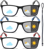 Reading Glasses Men 3 Pack Blue Light Blocking Readers Sporty Style Outdoor Photochromic Lens Readers