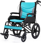 Magshion Foldable Transport Wheelchair for Adults 250 Lbs, Lightweight Transport Chair for Seniors, Portable Wheel Chair with Removable Cushion, Push-to-Lock & Hand Brakes, 17.5" Seat (Black Frame)