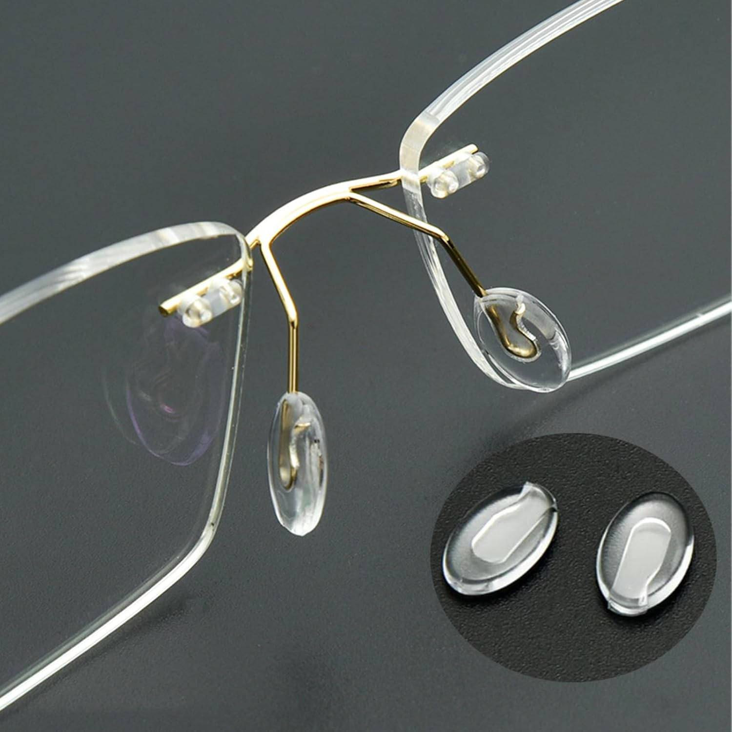 OPUGIT Push-in Eyeglass Nose Pads,10 Pairs Glasses Nose Piece Soft Nose Guards Clear Anti-Slip Nose Bridge Pads Replacement for Rimless/Frameless Eyewear Frame