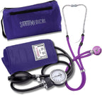 Santamedical Adult Deluxe Aneroid Sphygmomanometer with Stethoscope - Blood Pressure Cuff Durable and Carrying Case - Manual Blood Pressure Cuff Purple