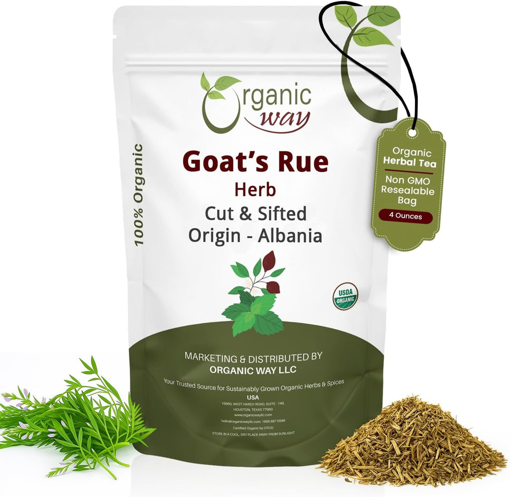 Organic Way Goat’s Rue Herb Cut & Sifted - Herbal Tea | European Wild-Harvest | Kosher & USDA Certified | Vegan, Non-GMO & Gluten Free | 100% Raw from Albania (4 Oz)