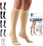 Truform 20-30 mmHg Compression Stockings for Men and Women, Knee High Length, Closed Toe, Beige, X-Large