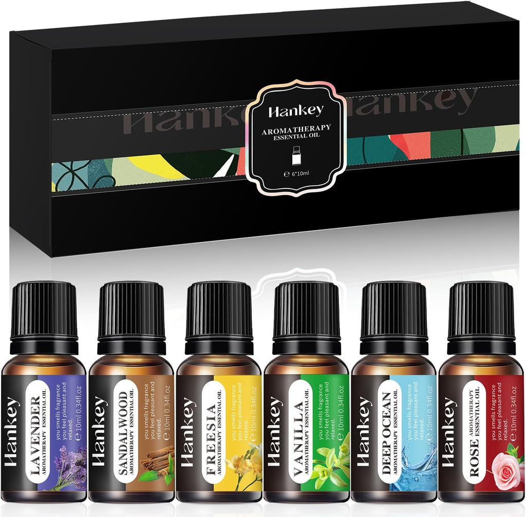 6 Pack Essential Oil Gift Set, Premium Fragrance Essential Oil for Diffuser, Home Care, Humidifiers, Air Purifier, Water soluble Essential Aromatherapy Oil for Relax Travel Sleep Mood 10ml / 0.34fl.oz