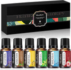 6 Pack Essential Oil Gift Set, Premium Fragrance Essential Oil for Diffuser, Home Care, Humidifiers, Air Purifier, Water soluble Essential Aromatherapy Oil for Relax Travel Sleep Mood 10ml / 0.34fl.oz