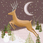 IHR Ideal Home Range Cocktail Napkins Disposable 3-Ply Paper Party Napkin Pack, 5" x 5", Leaping Deer, 20-Count