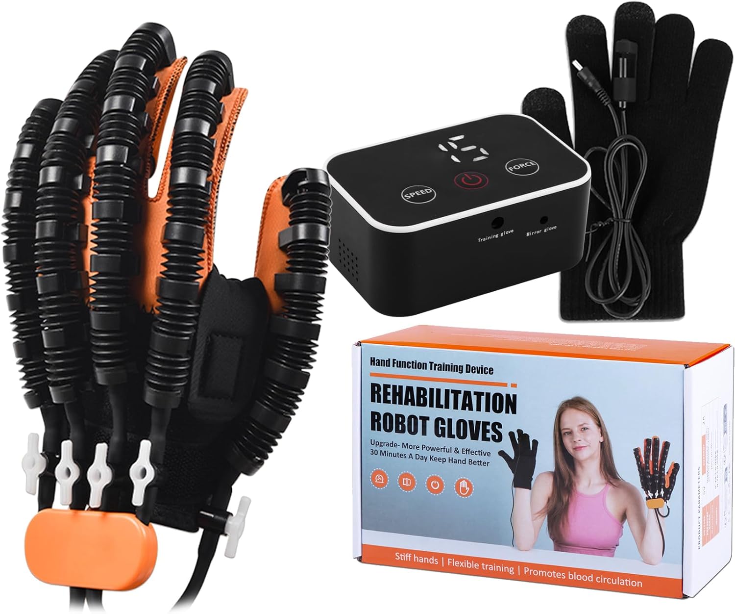Rehabilitation Robot Gloves for Stroke Recovery Hemiplegia Finger Hand Function Rehabilitation Therapy Arthriti Glove (Right Hand L)