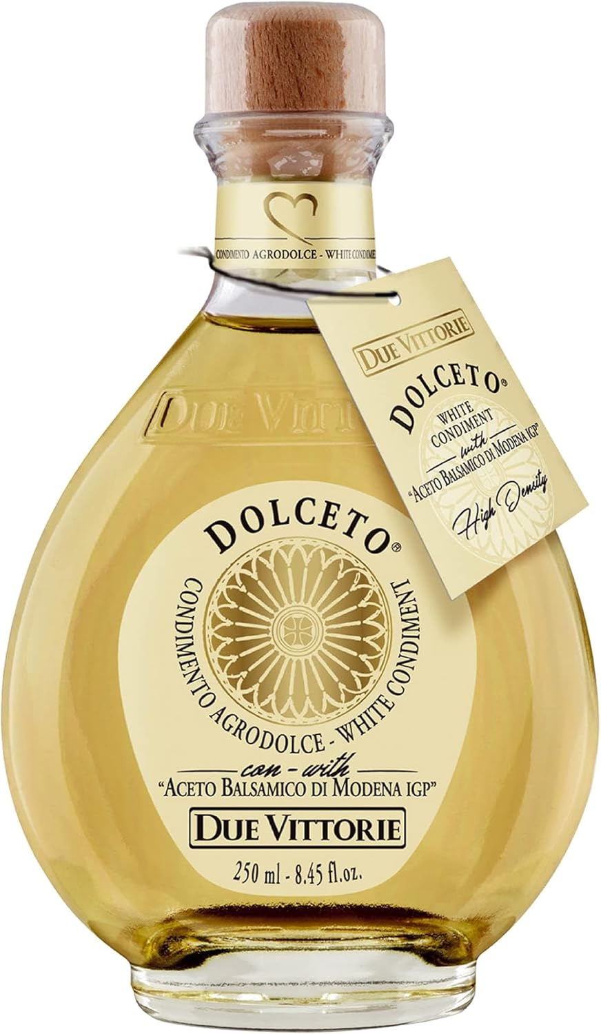 Due Vittorie Dolceto White Balsamic Vinegar Dressing - Made with White and Traditional Balsamic Vinegar - Vinaigrette Dressing 8.45fl oz / 250 ml (Pack of 1)